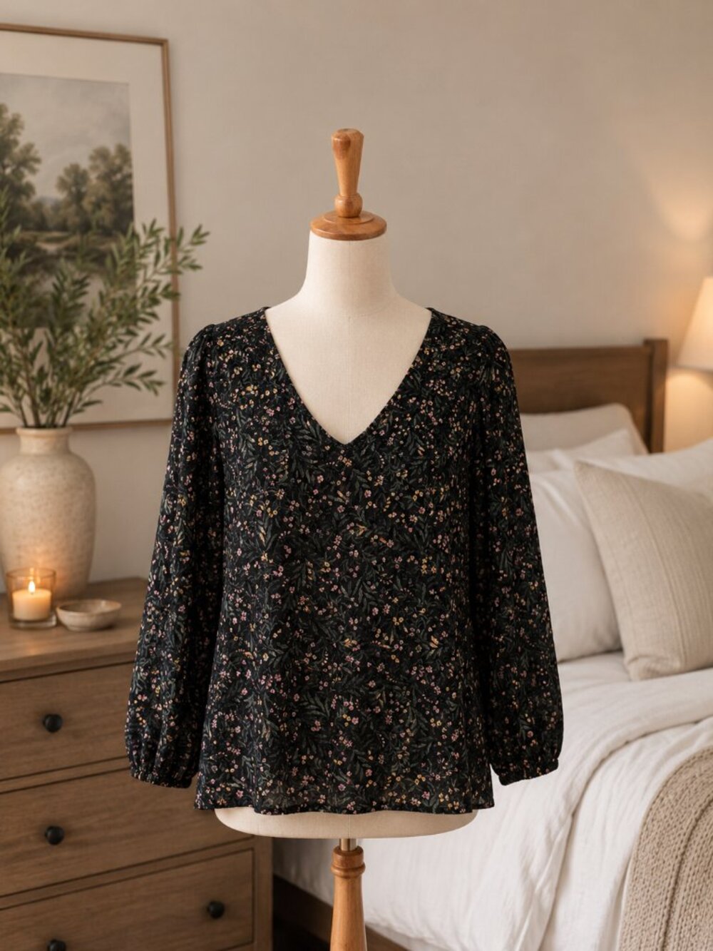 Reitmans Ladies XL Dark Floral Blouse